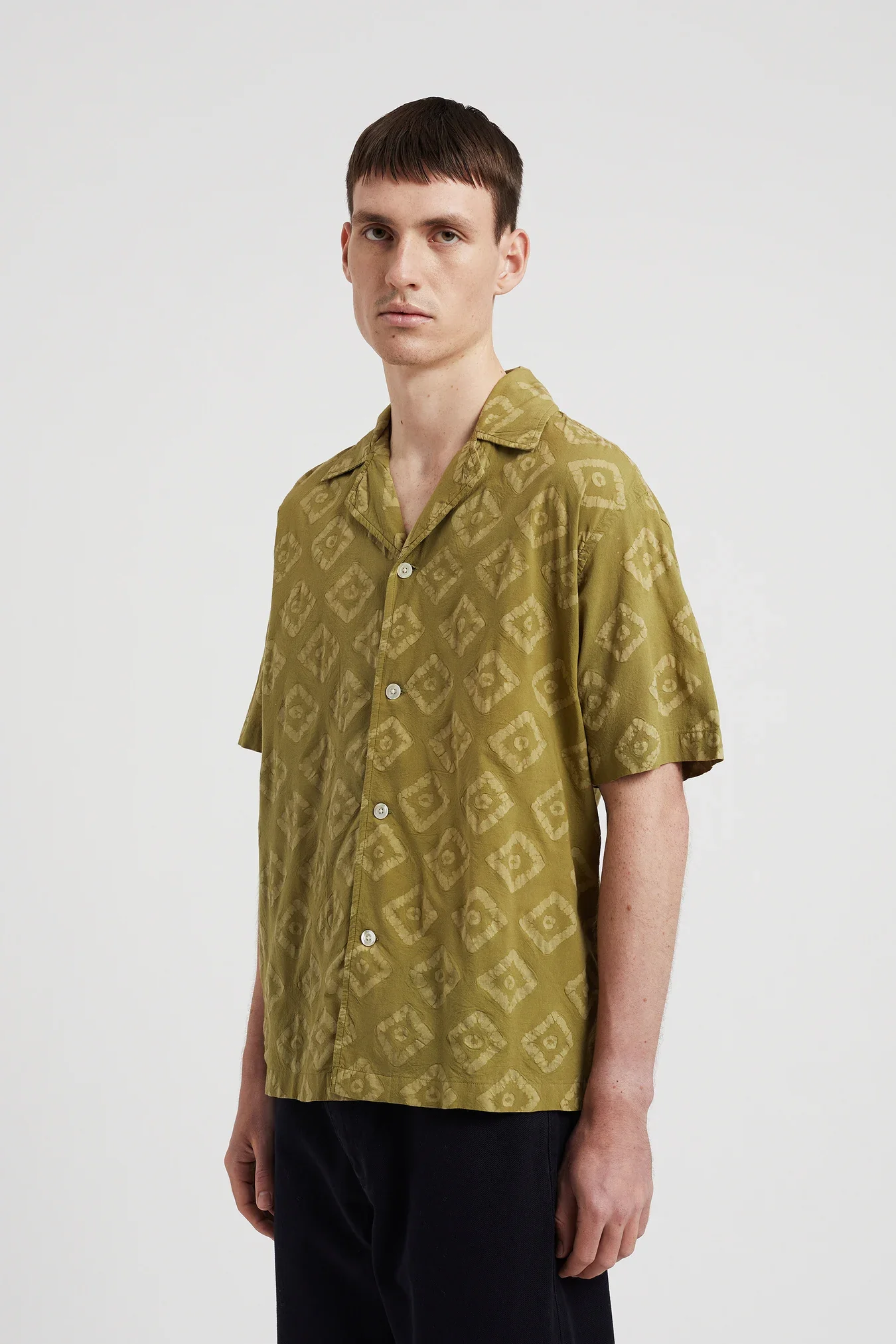 Mads Batik SS Shirt Moss Green - Image 3