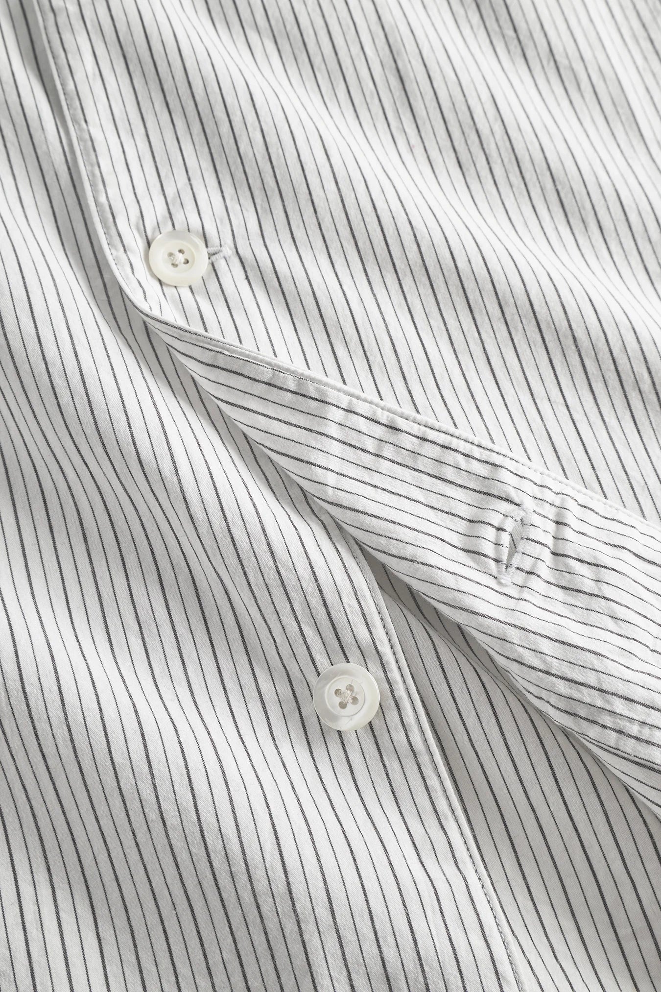Mads Poplin Stripe SS Shirt Ecru - Image 4