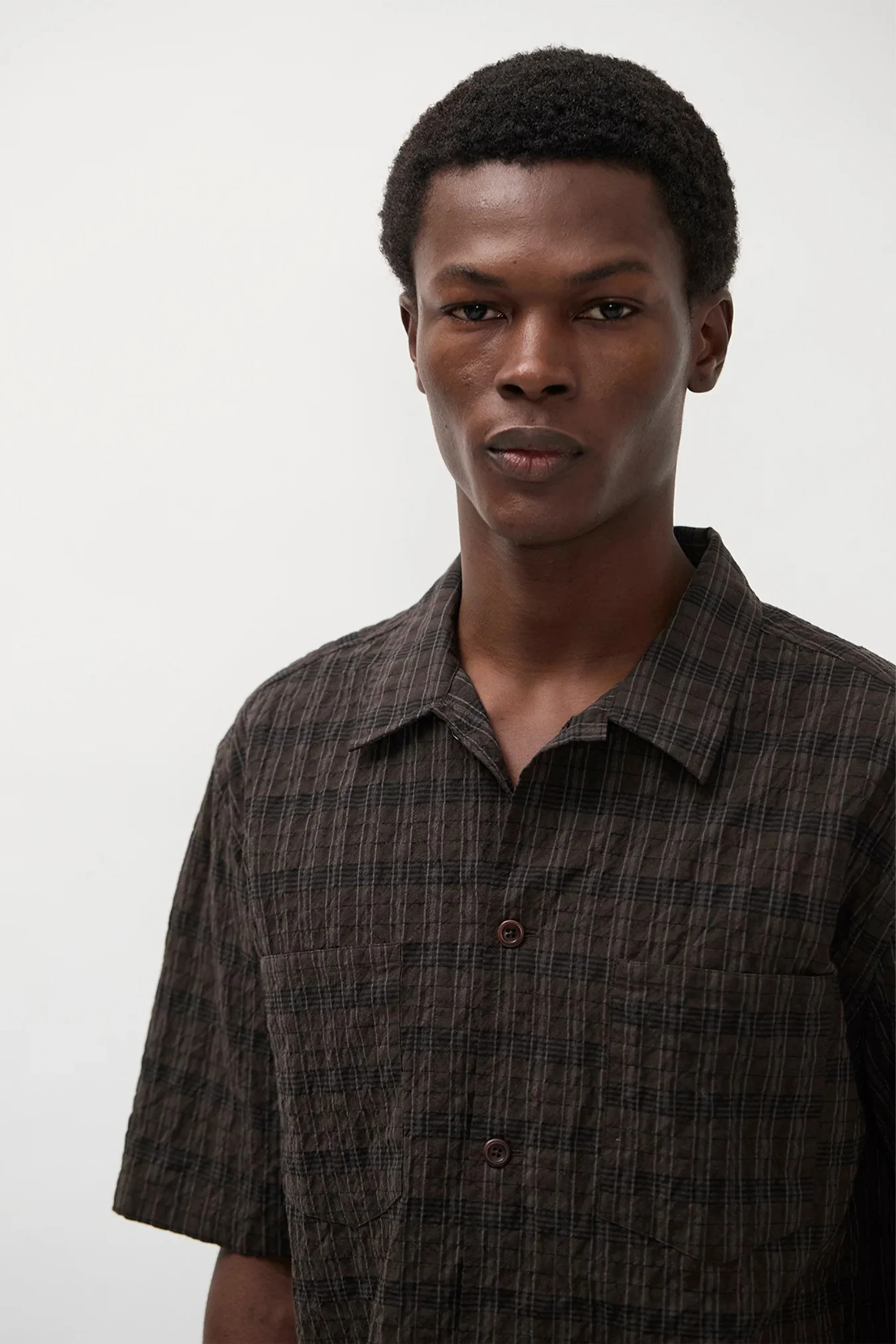 Mols Check SS Camp Shirt Delicioso Brown - Image 5