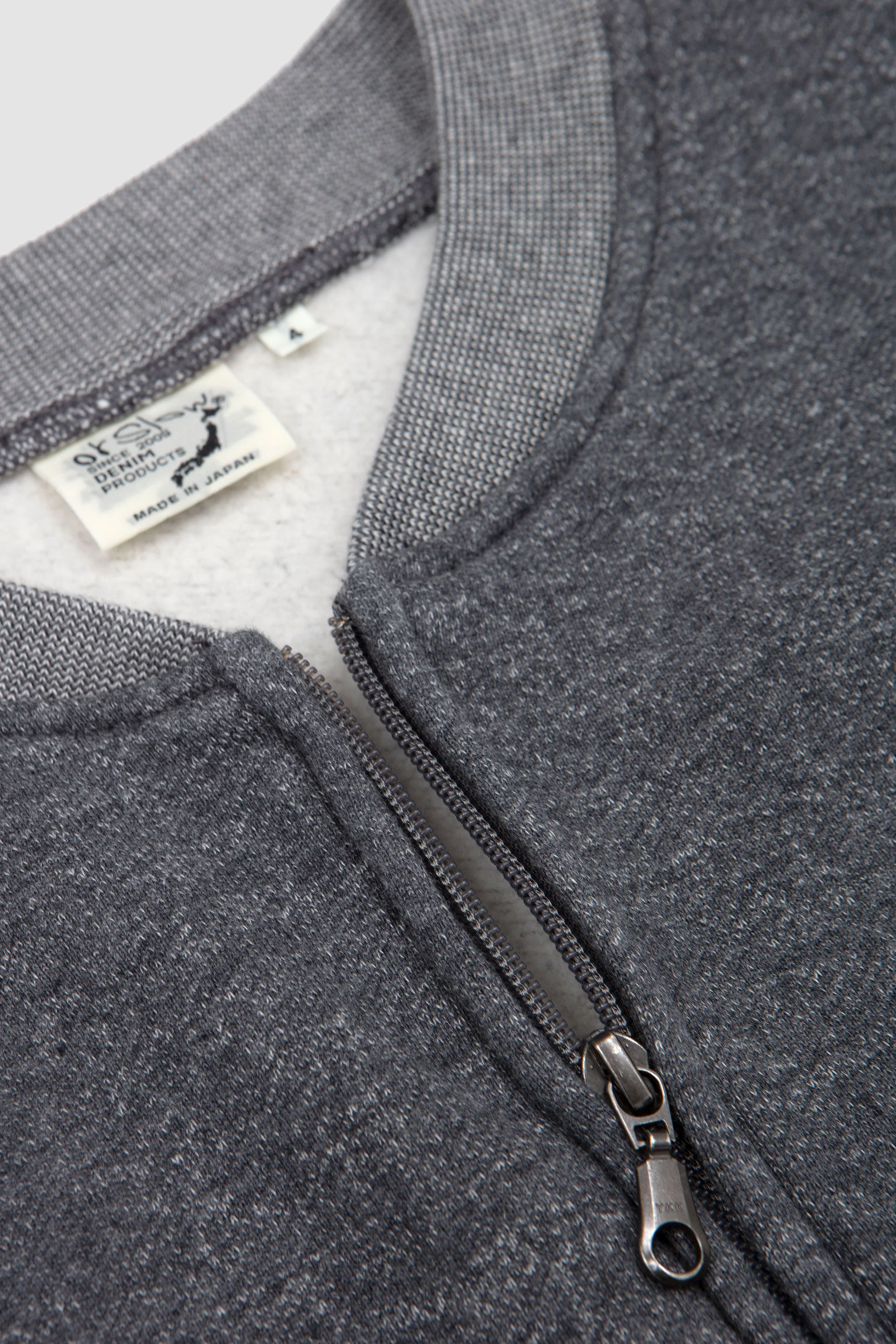 Front Zip Densely Knit Sweatshirt Charcoal Gray - Image 3
