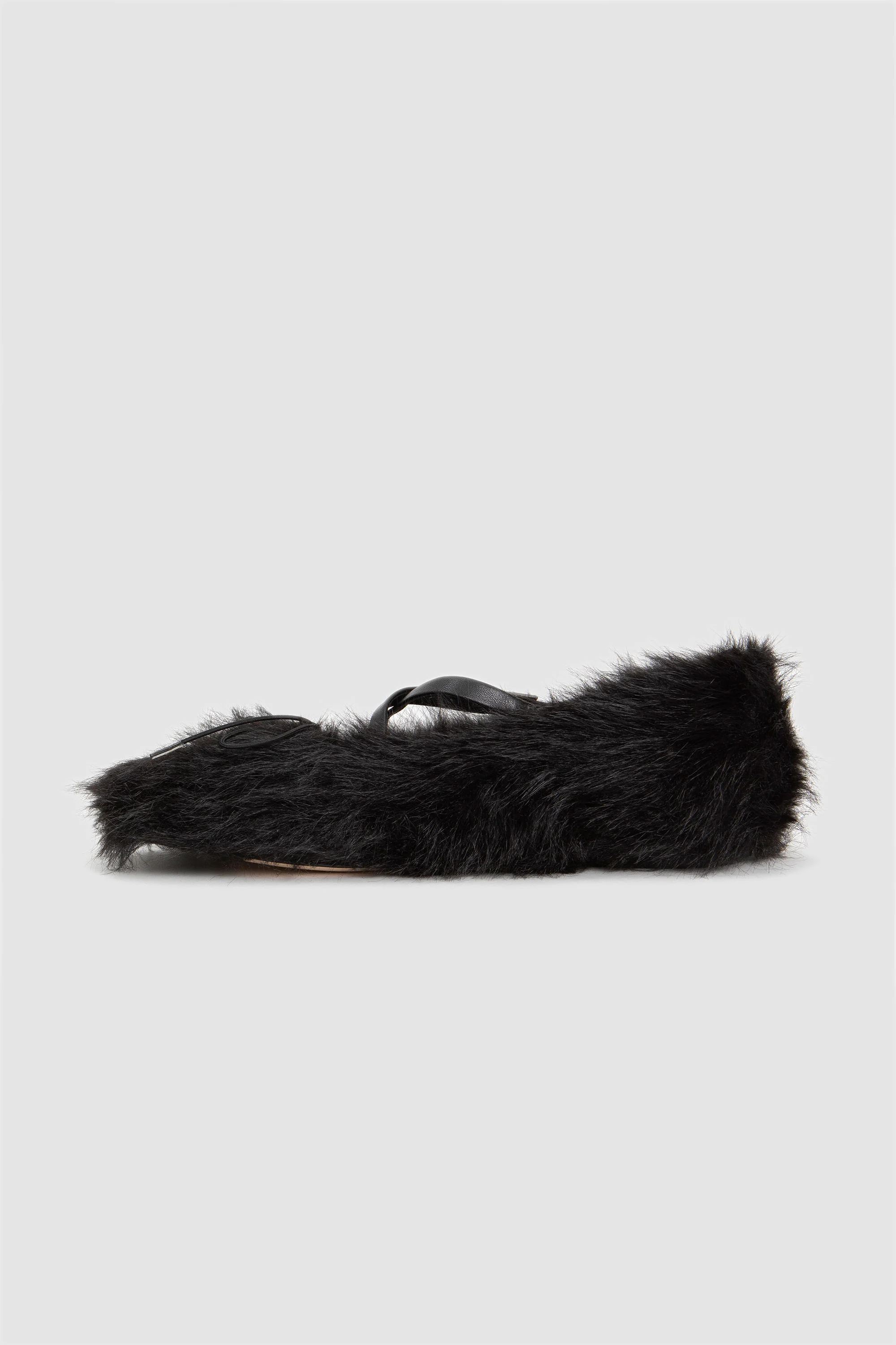 Faux Fur Criss Cross Ballerina Black - Image 4