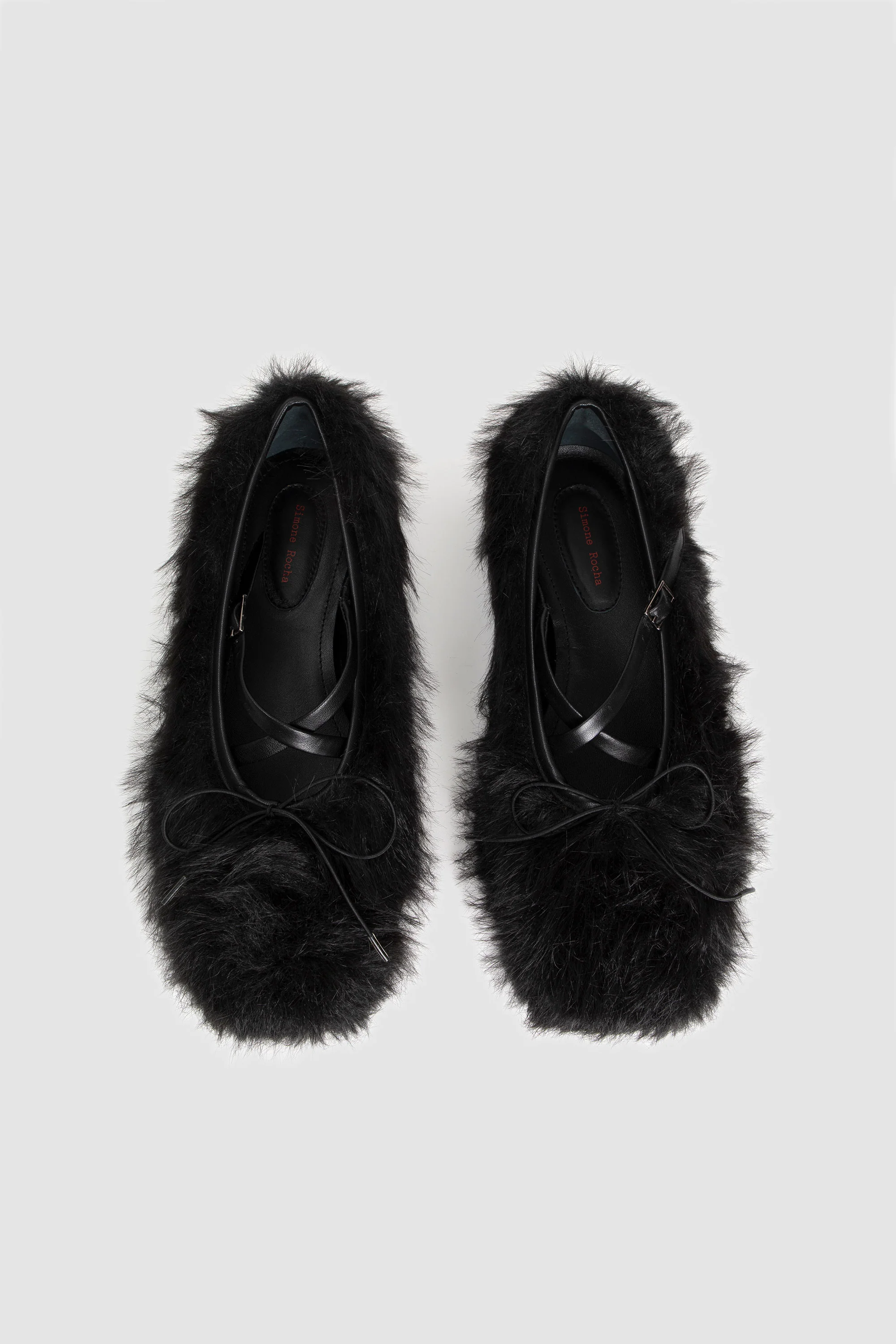 Faux Fur Criss Cross Ballerina Black - Image 5