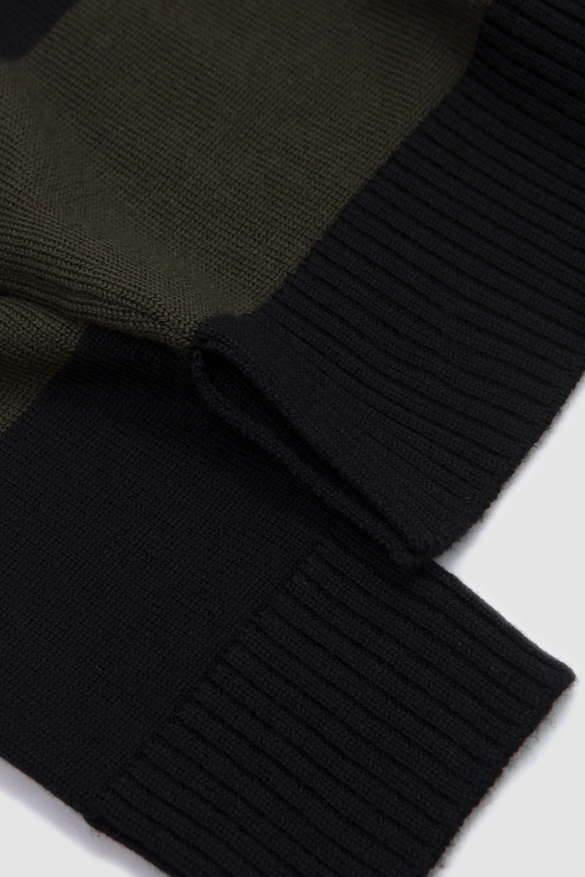 Fuzzy Collar Striped Rugby Knit Jumper W/ EMB Khaki/ Black Jet - Image 8