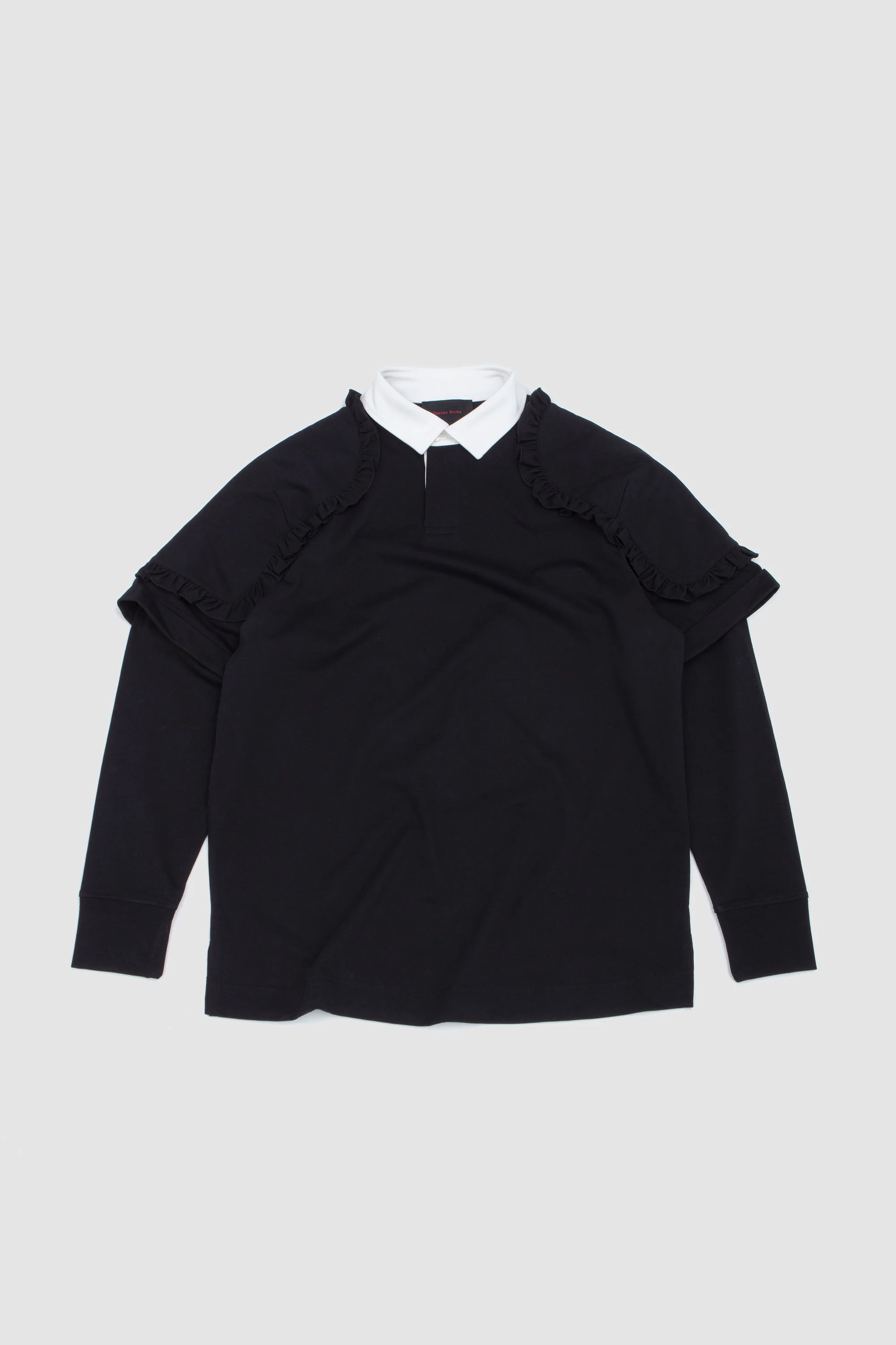 Layered Ruffle Rugby Shirt Black - Image 4