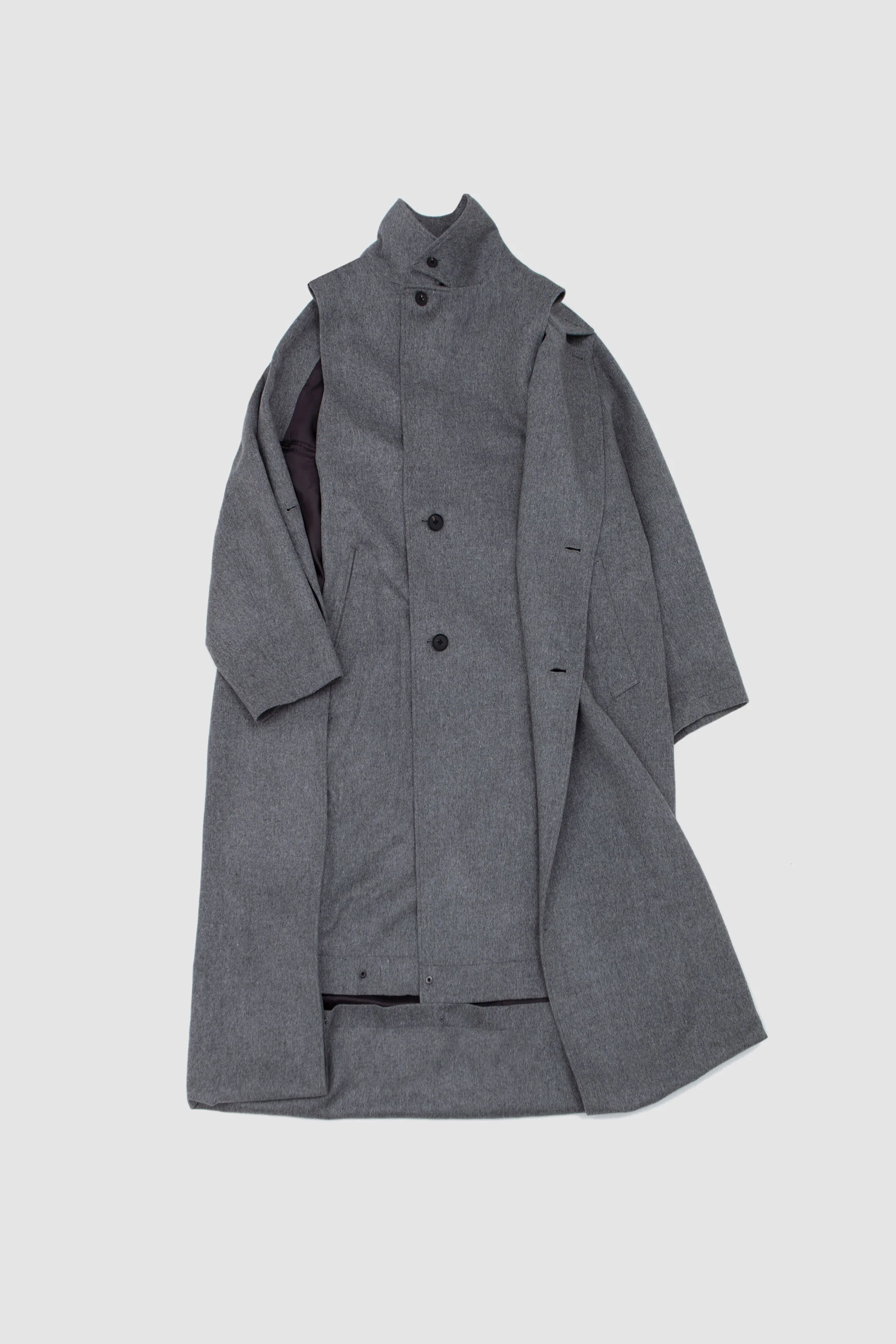 Oversized Layered Combination Coat Grey - Image 6