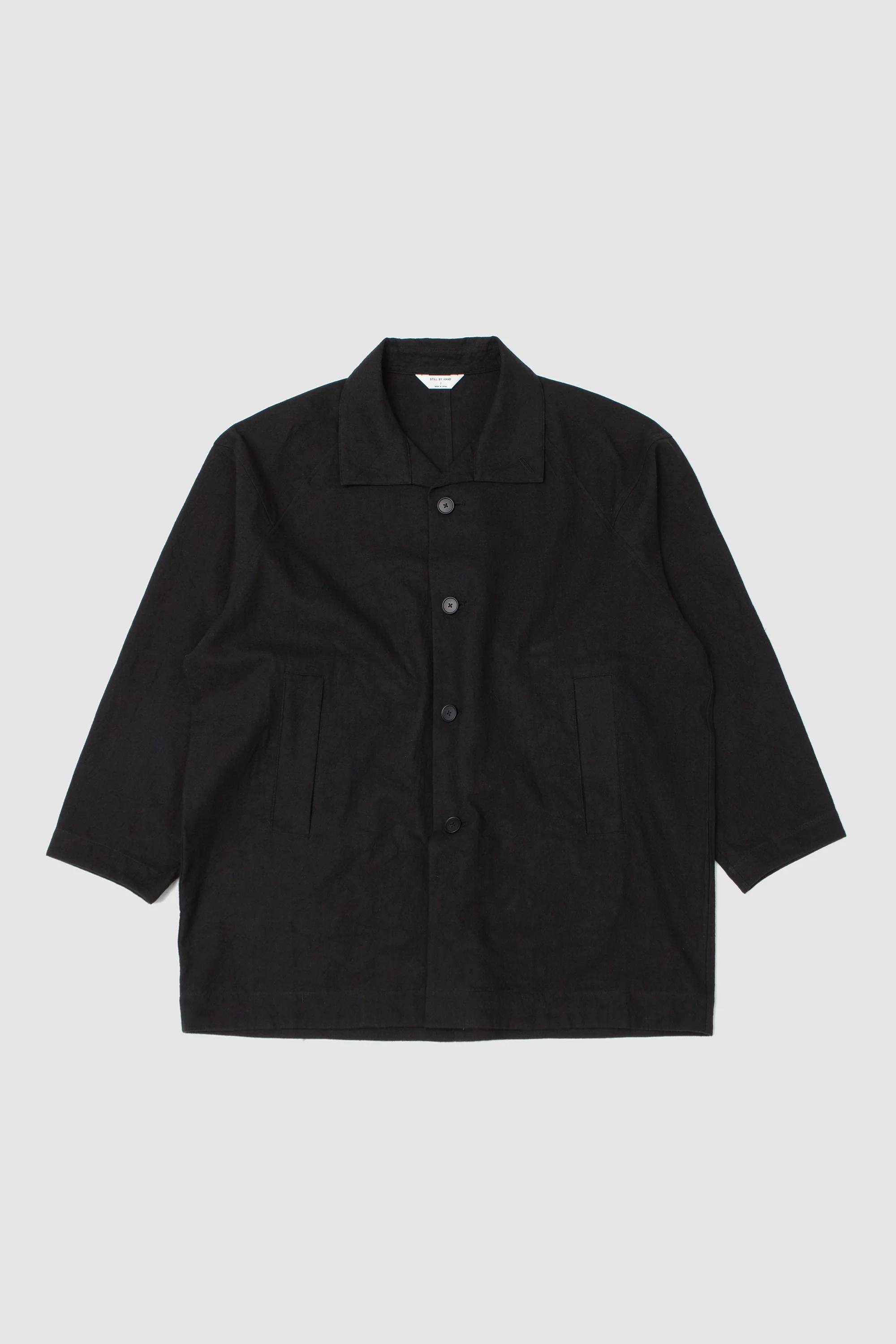 Cotton/Linen Half Coat Black - Image 2