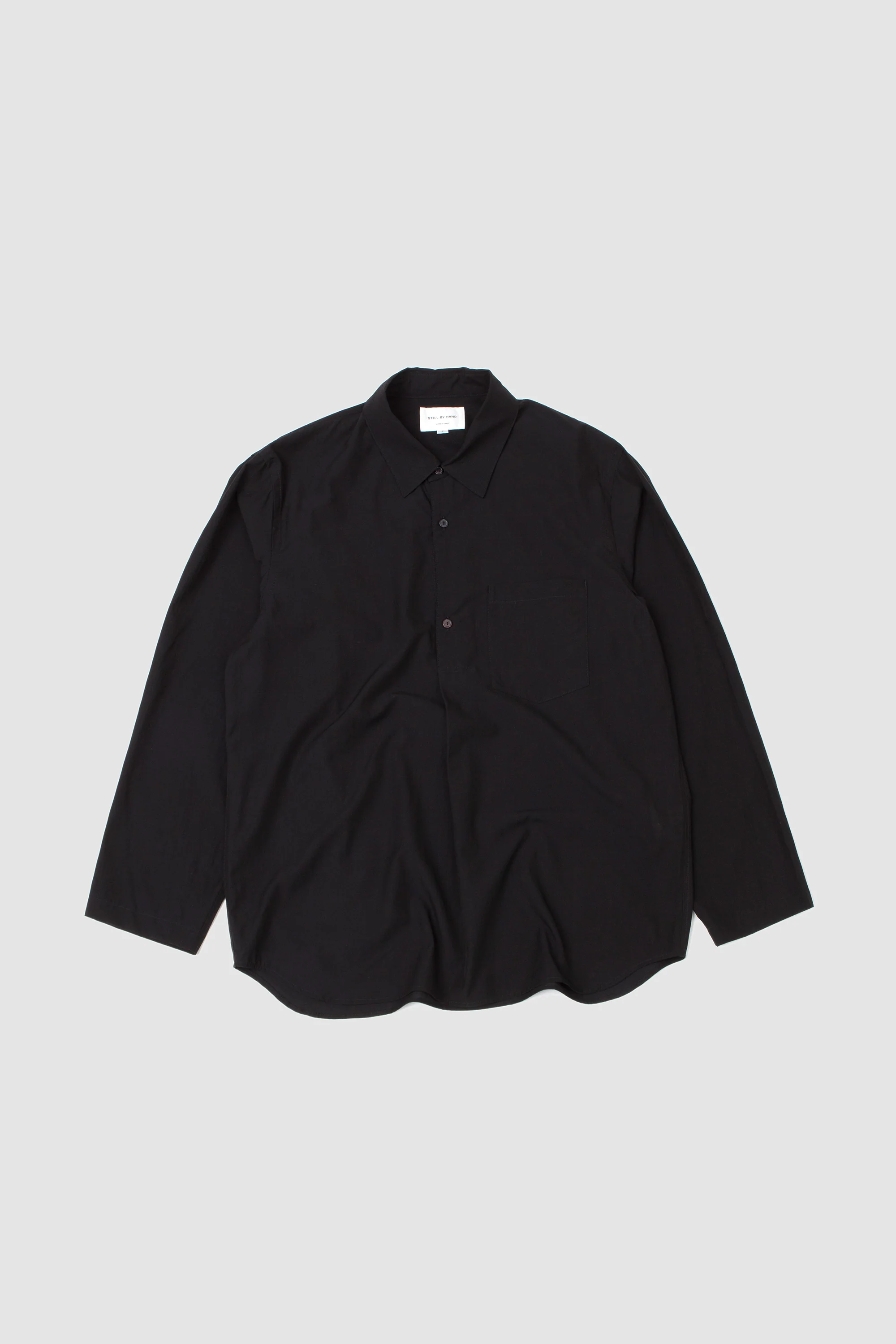 Cupro Mixed Pullover Shirt Ink Black - Image 2