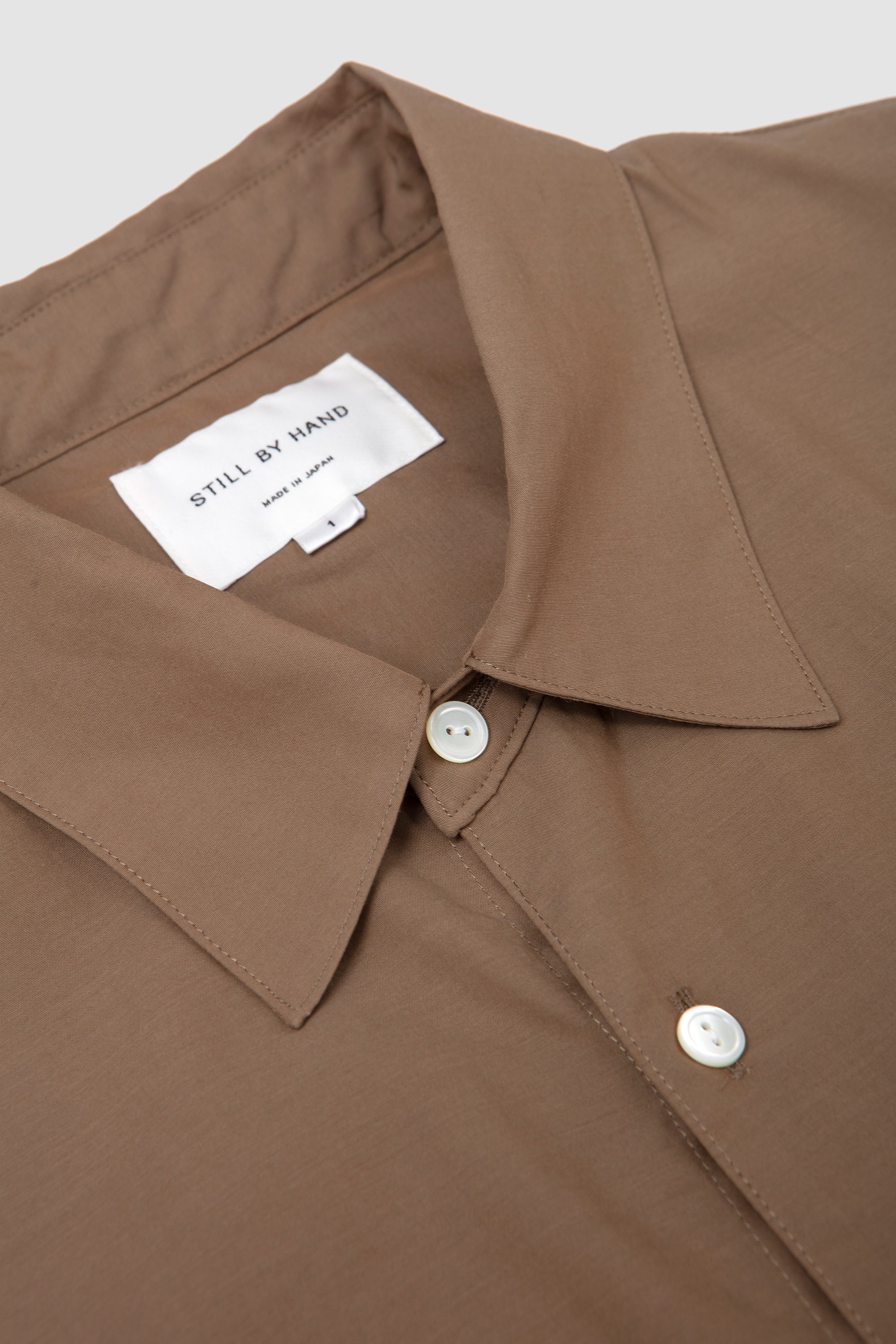 Cupro Mixed Pullover Shirt Khaki Brown - Image 3