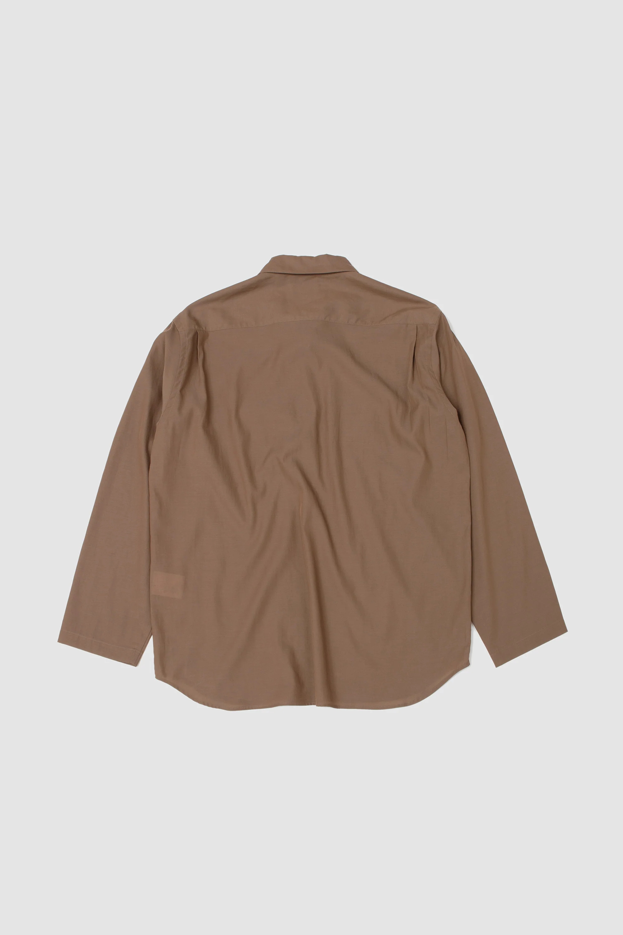 Cupro Mixed Pullover Shirt Khaki Brown - Image 5