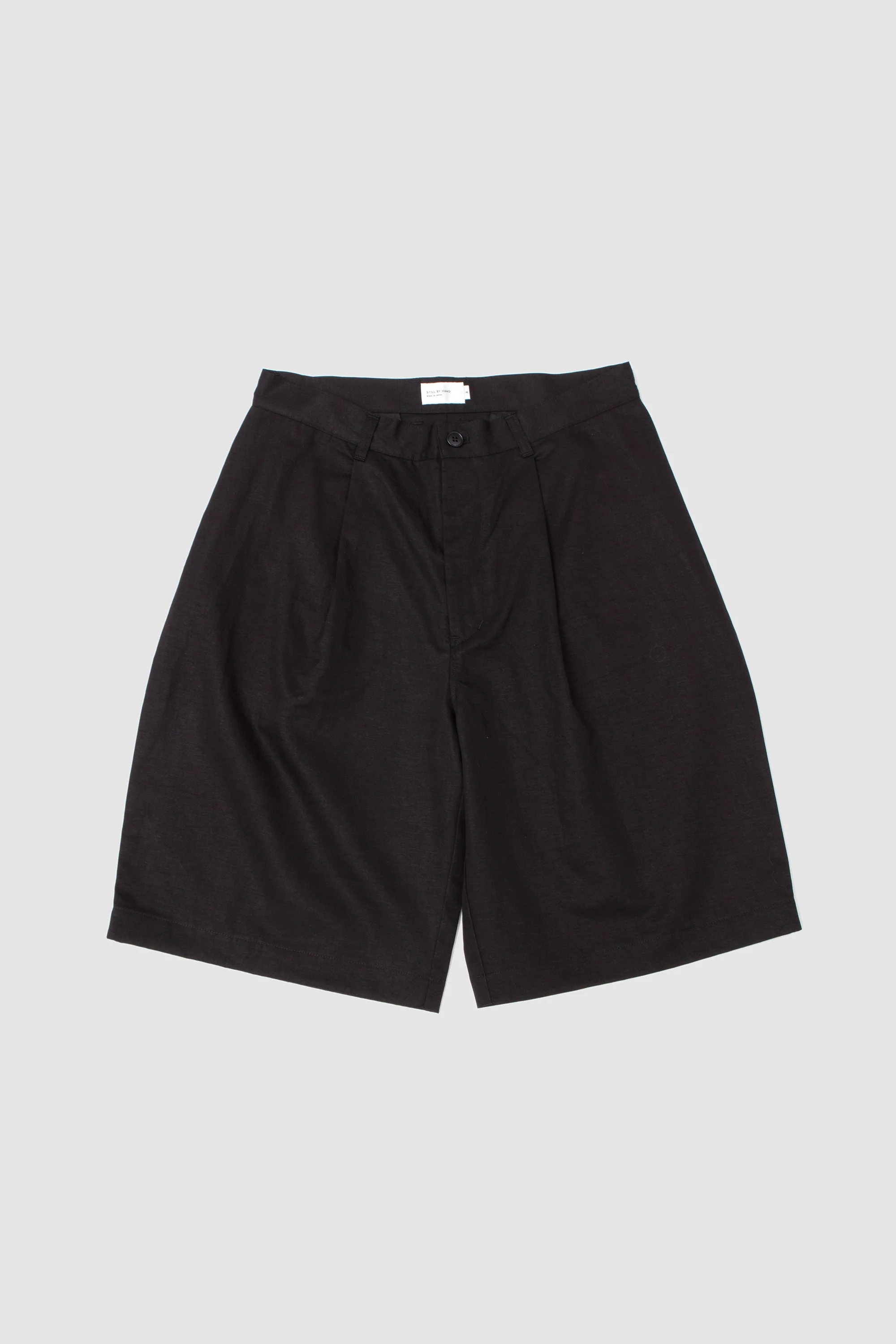 Linen Mixed Wide Shorts Black - Image 2