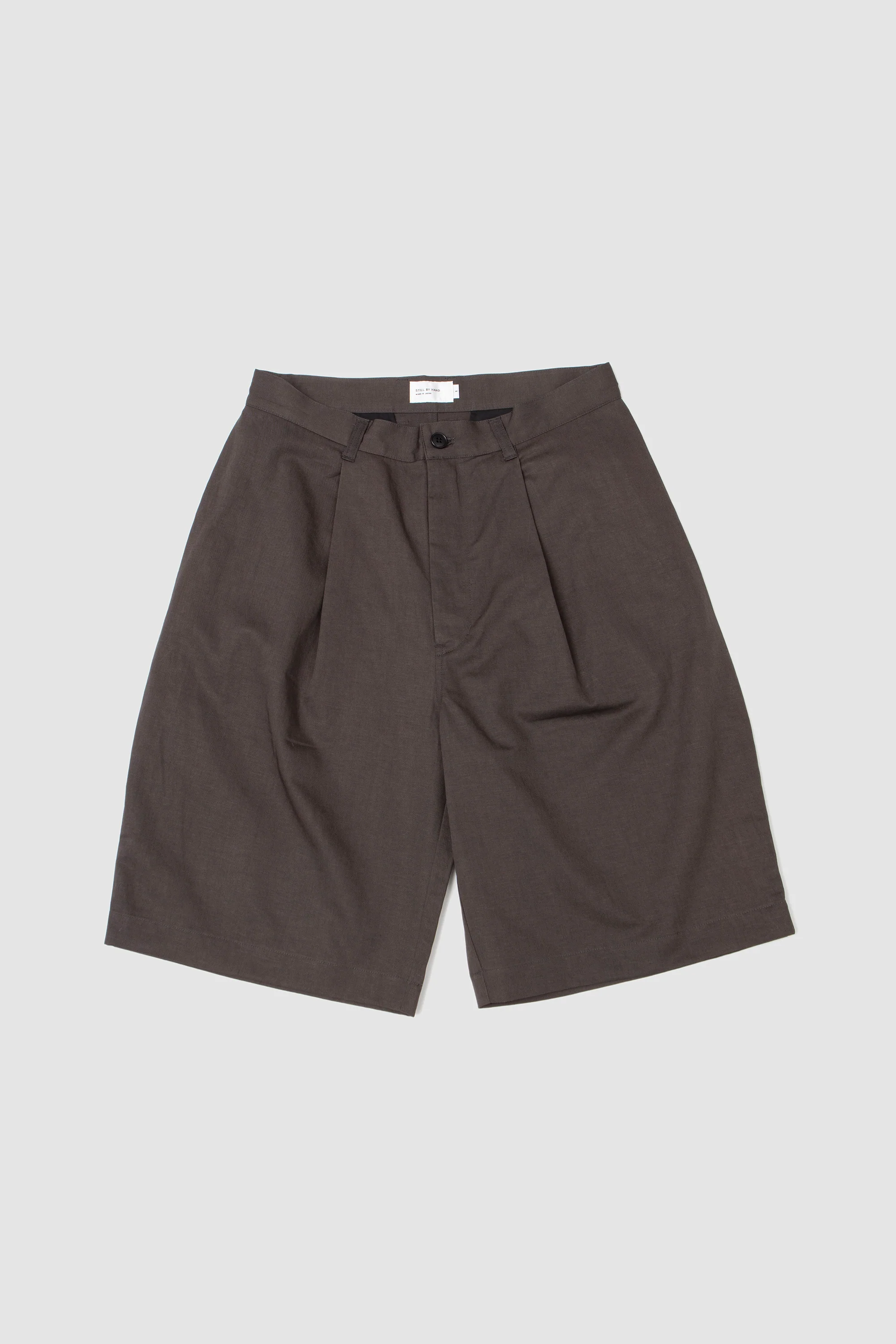 Linen Mixed Wide Shorts Charcoal - Image 2