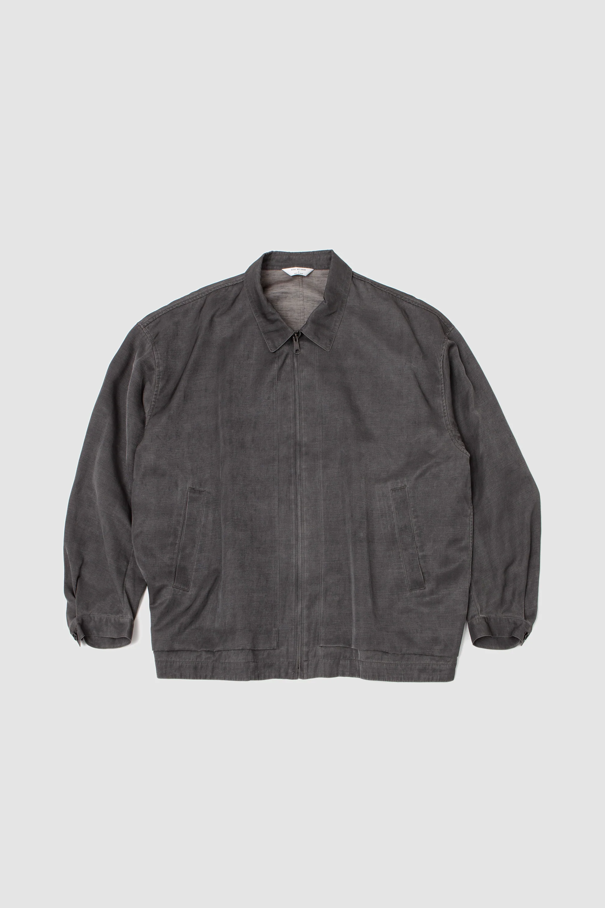 Pigment Print Zip Up Blouson Dusty Grey - Image 2