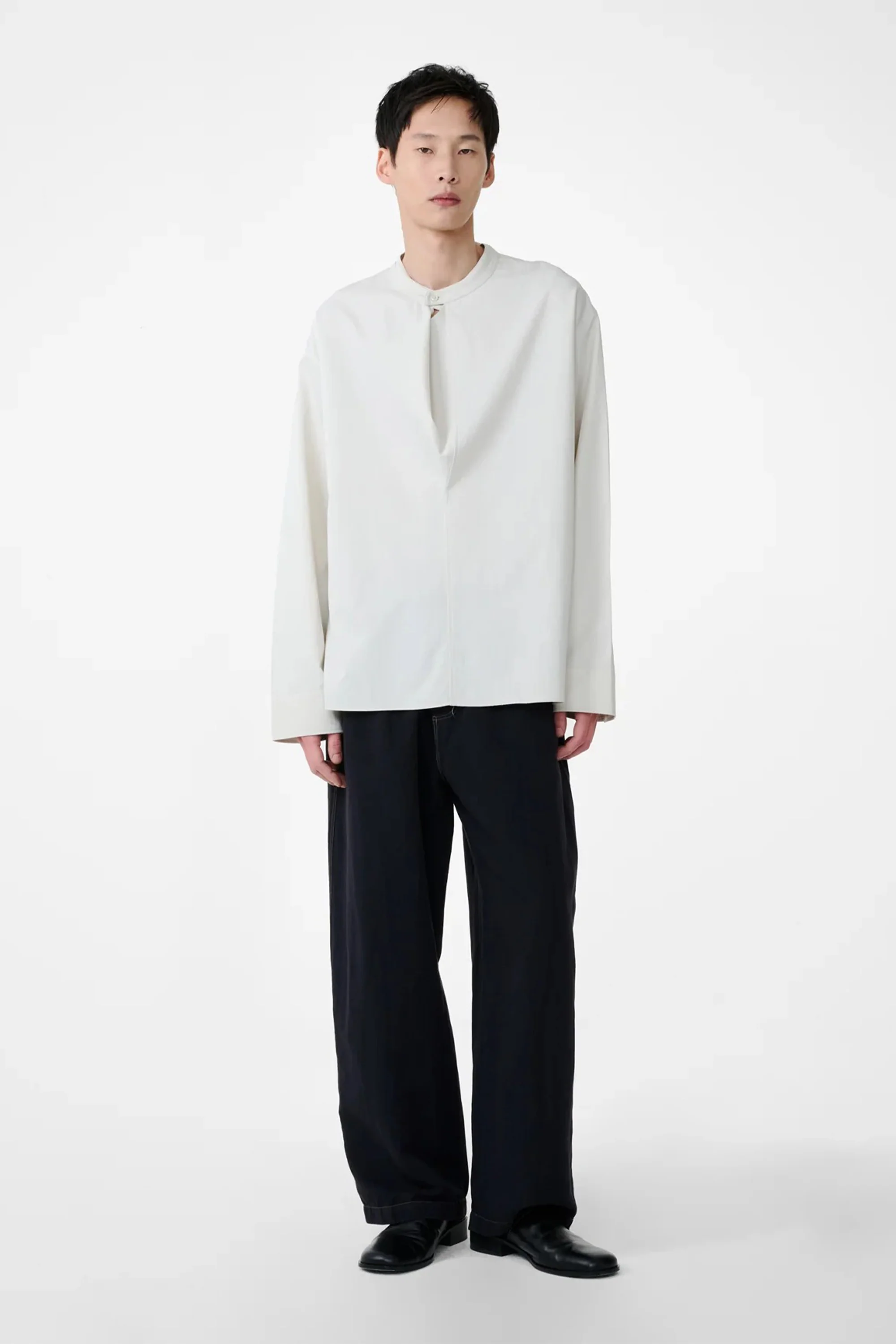 Solis Drape Collar Shirt Bone