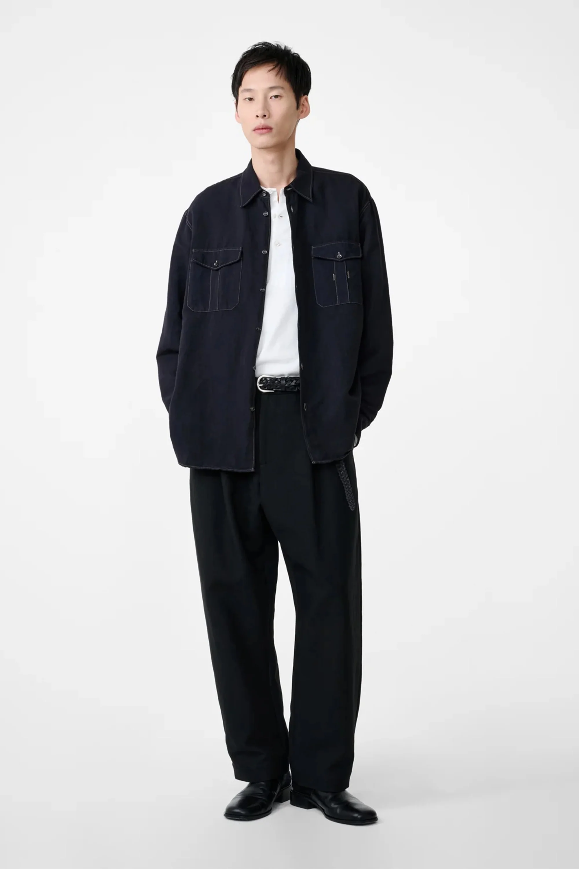 Tuck Cotton Pant Black - Image 2