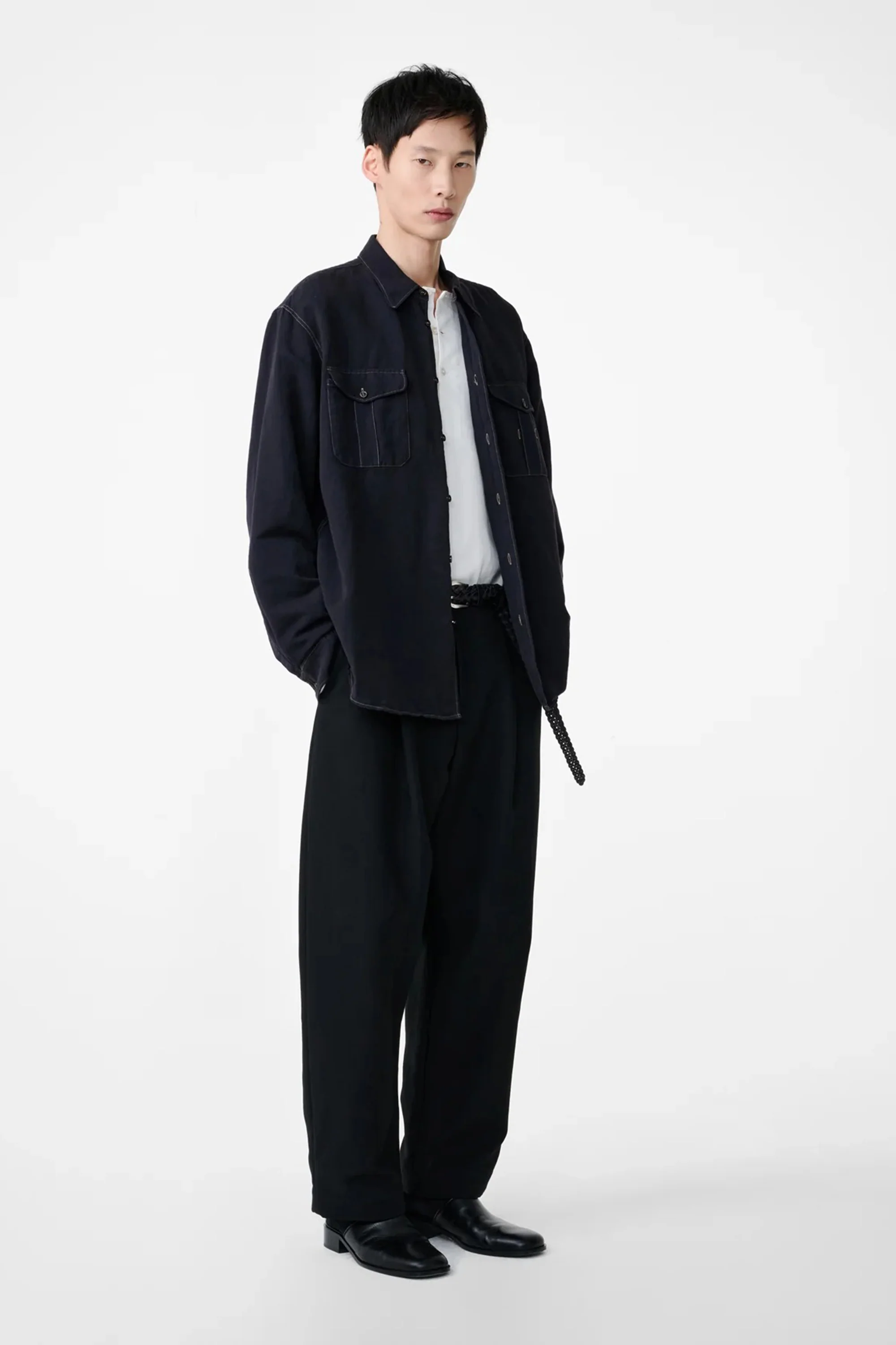 Tuck Cotton Pant Black - Image 3