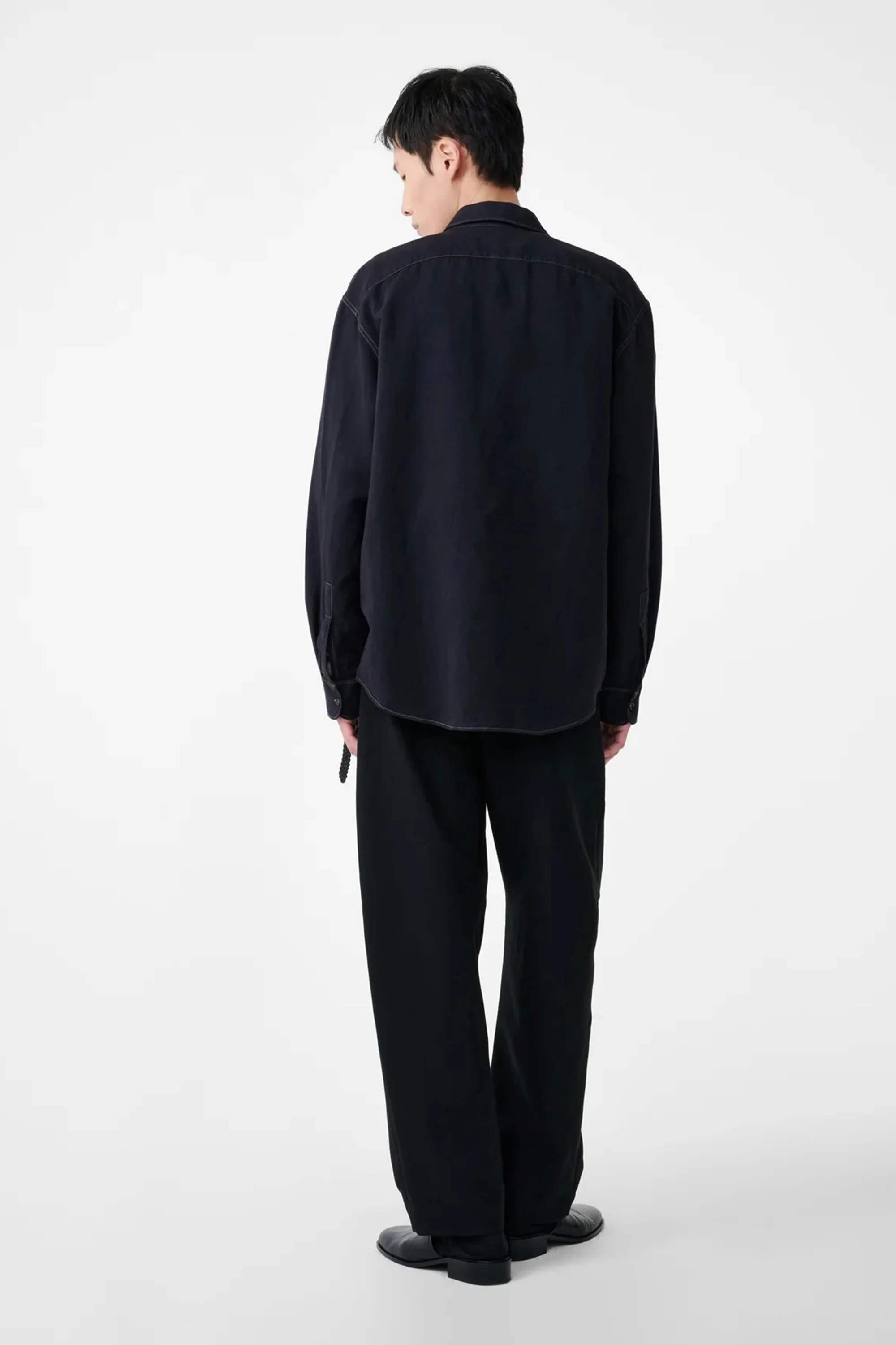 Tuck Cotton Pant Black - Image 4