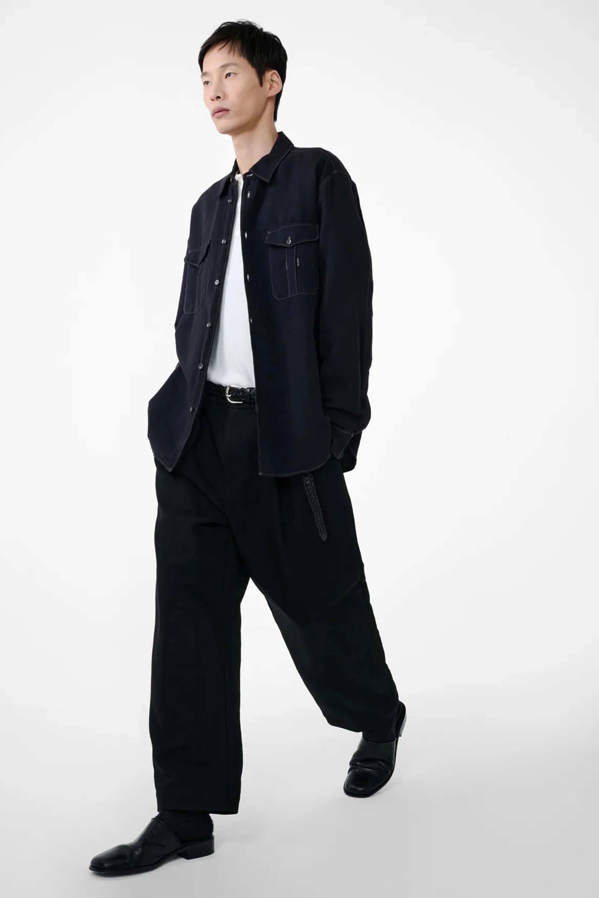 Tuck Cotton Pant Black - Image 5