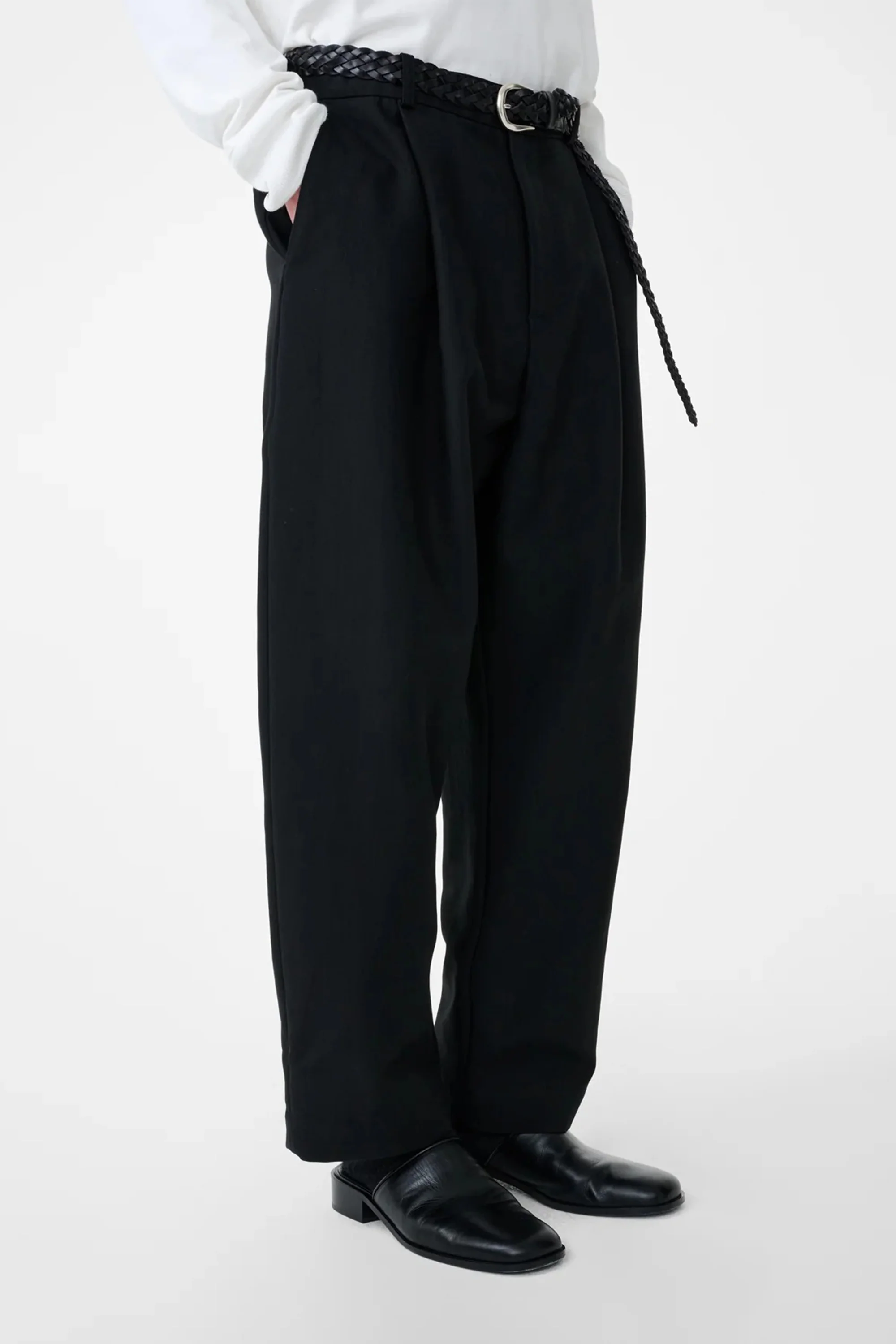 Tuck Cotton Pant Black - Image 6