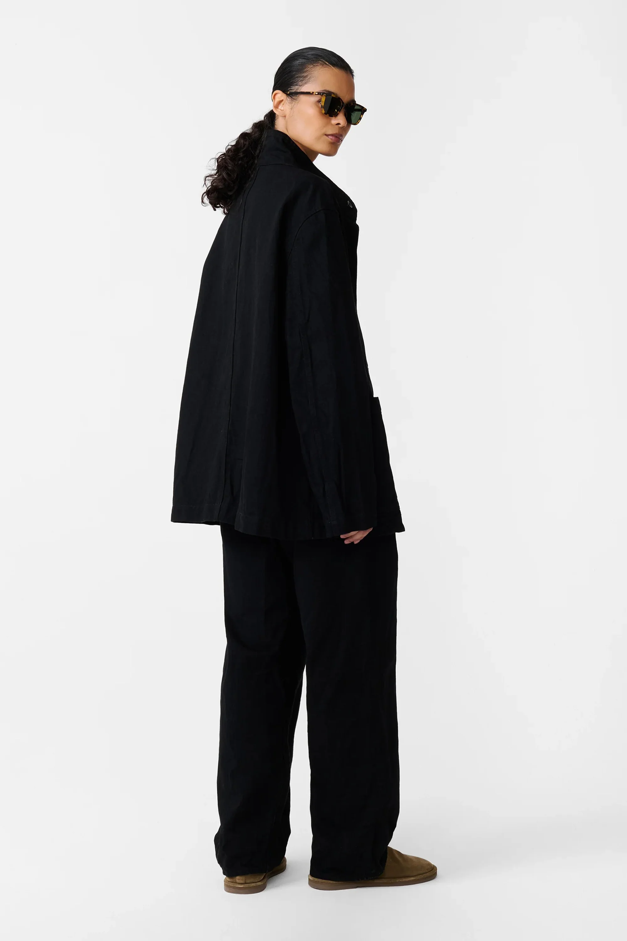 District Crinkle Denim Jacket Black - Image 3