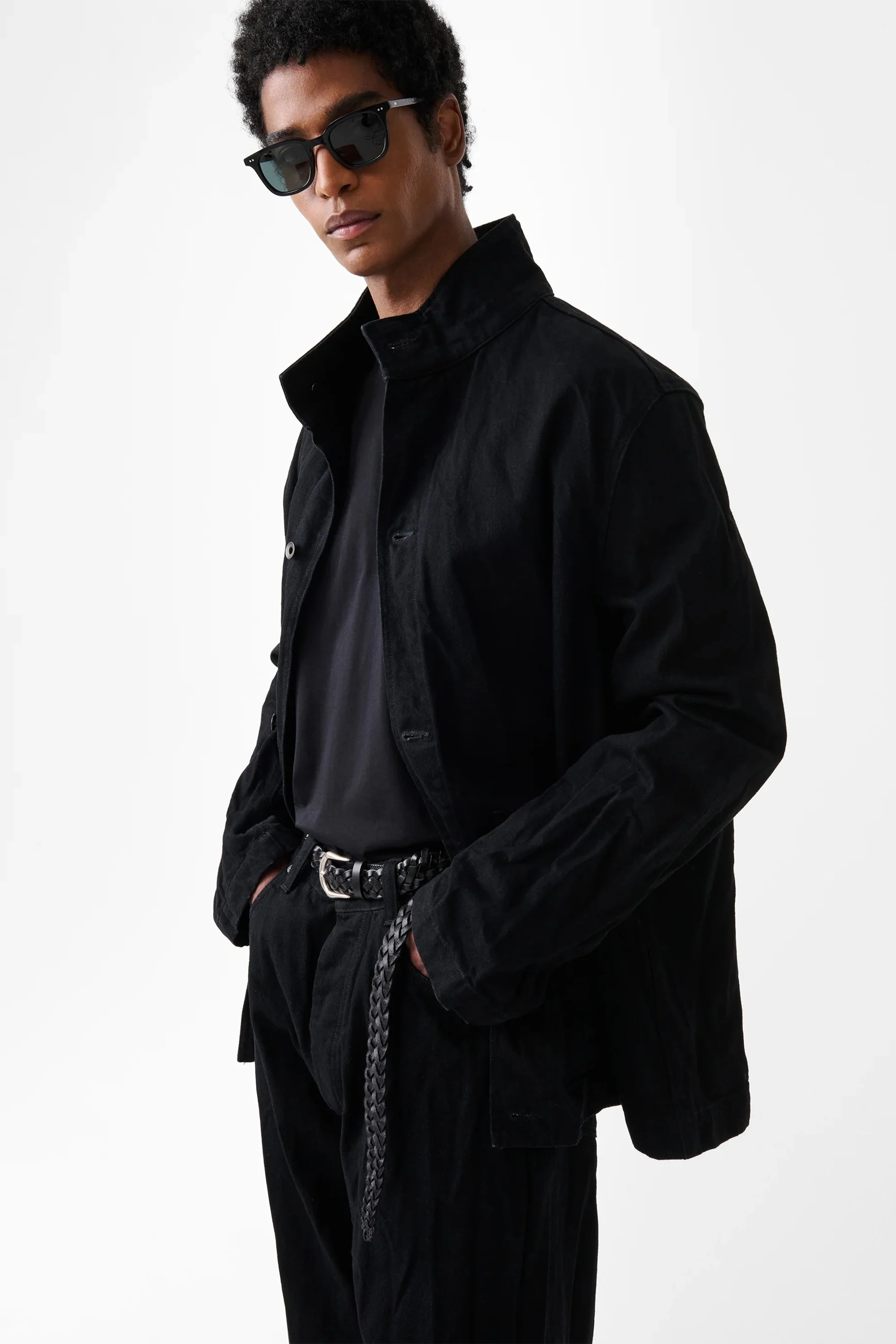 District Crinkle Denim Jacket Black - Image 4