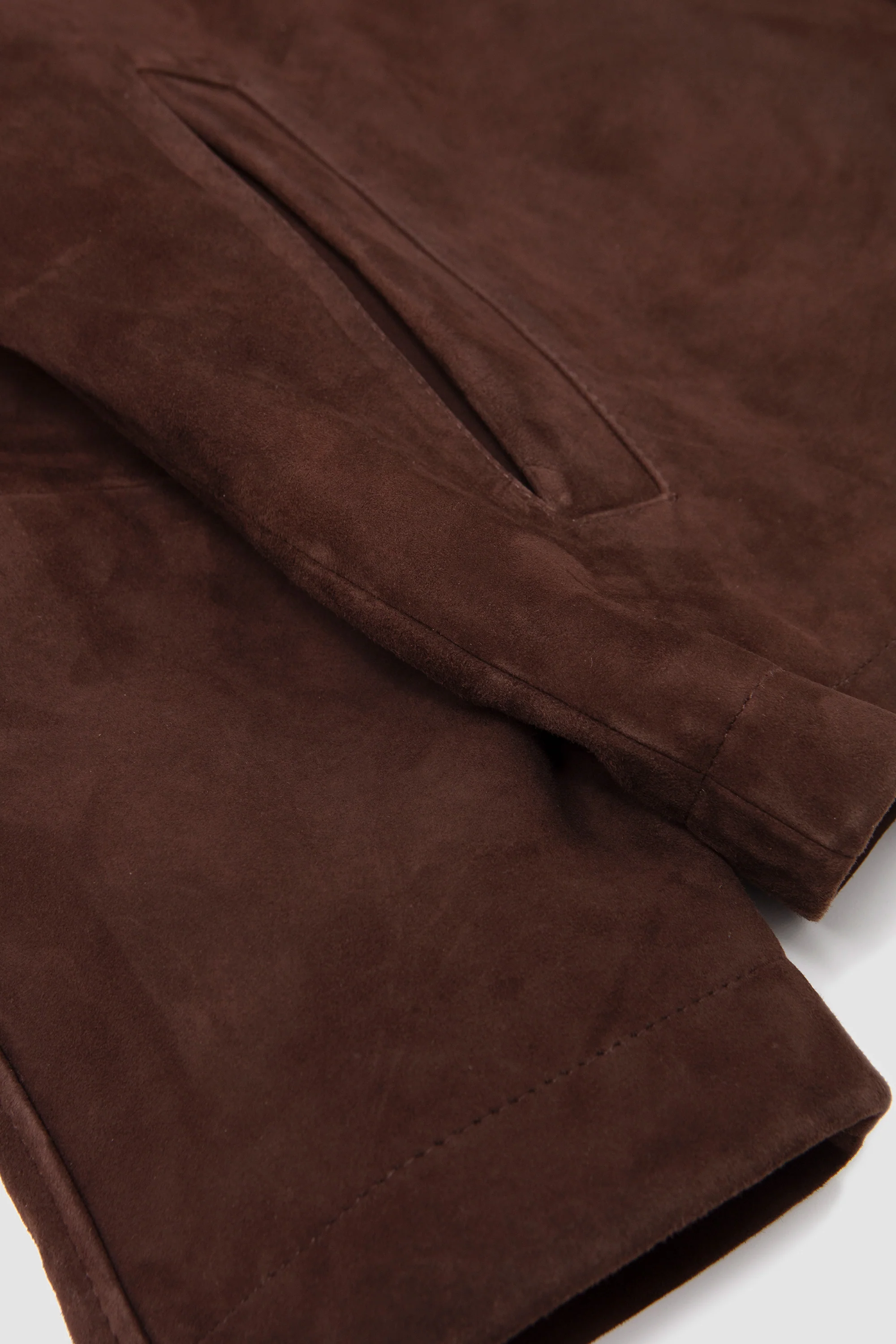 Short Raglan Suede Jacket Dark Brown - Image 4