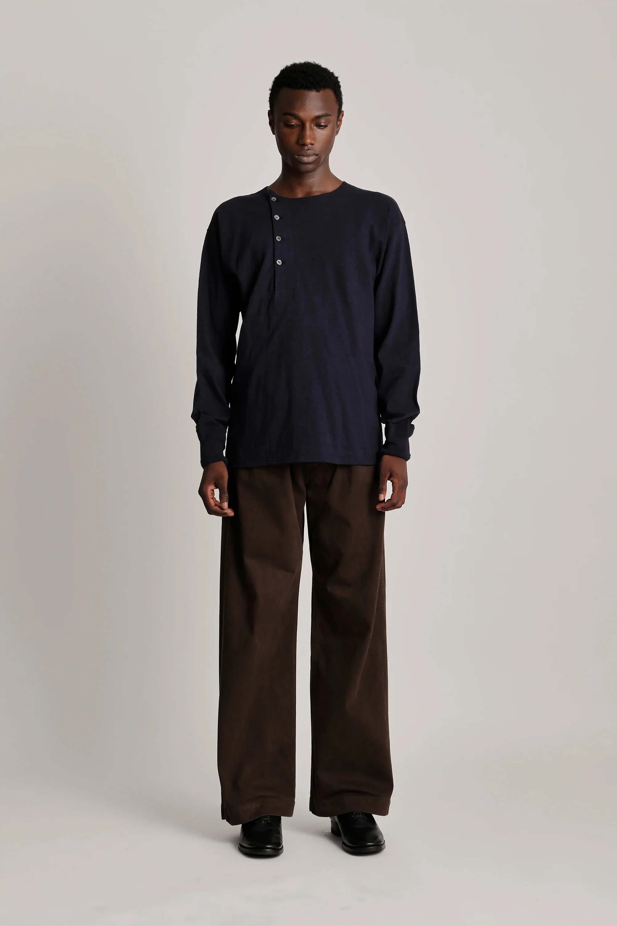 Lot.618 Side Henley Neck Shirt Navy - Image 2