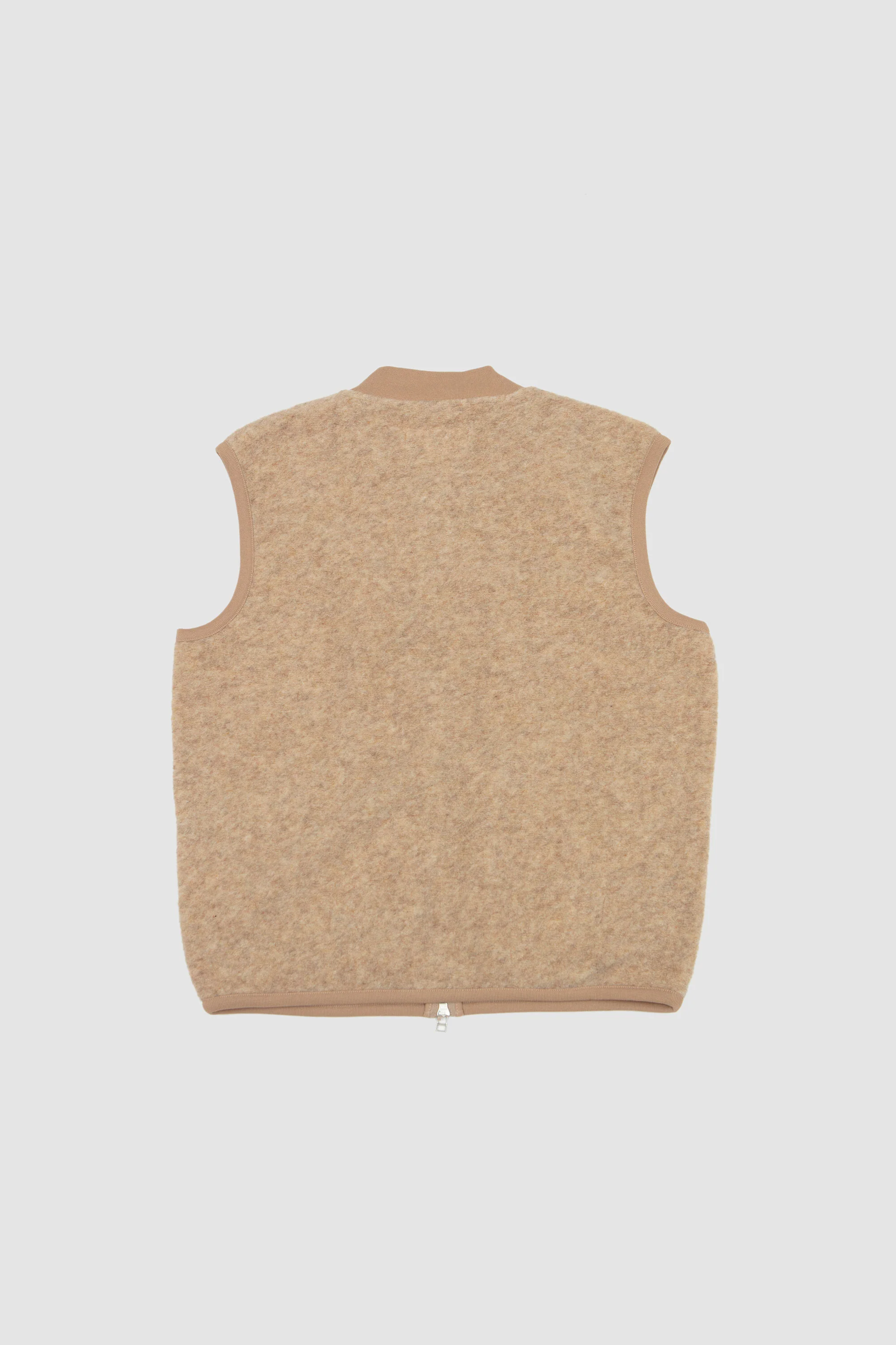 Wool Fleece Zip Waistcoat Fawn - Image 5