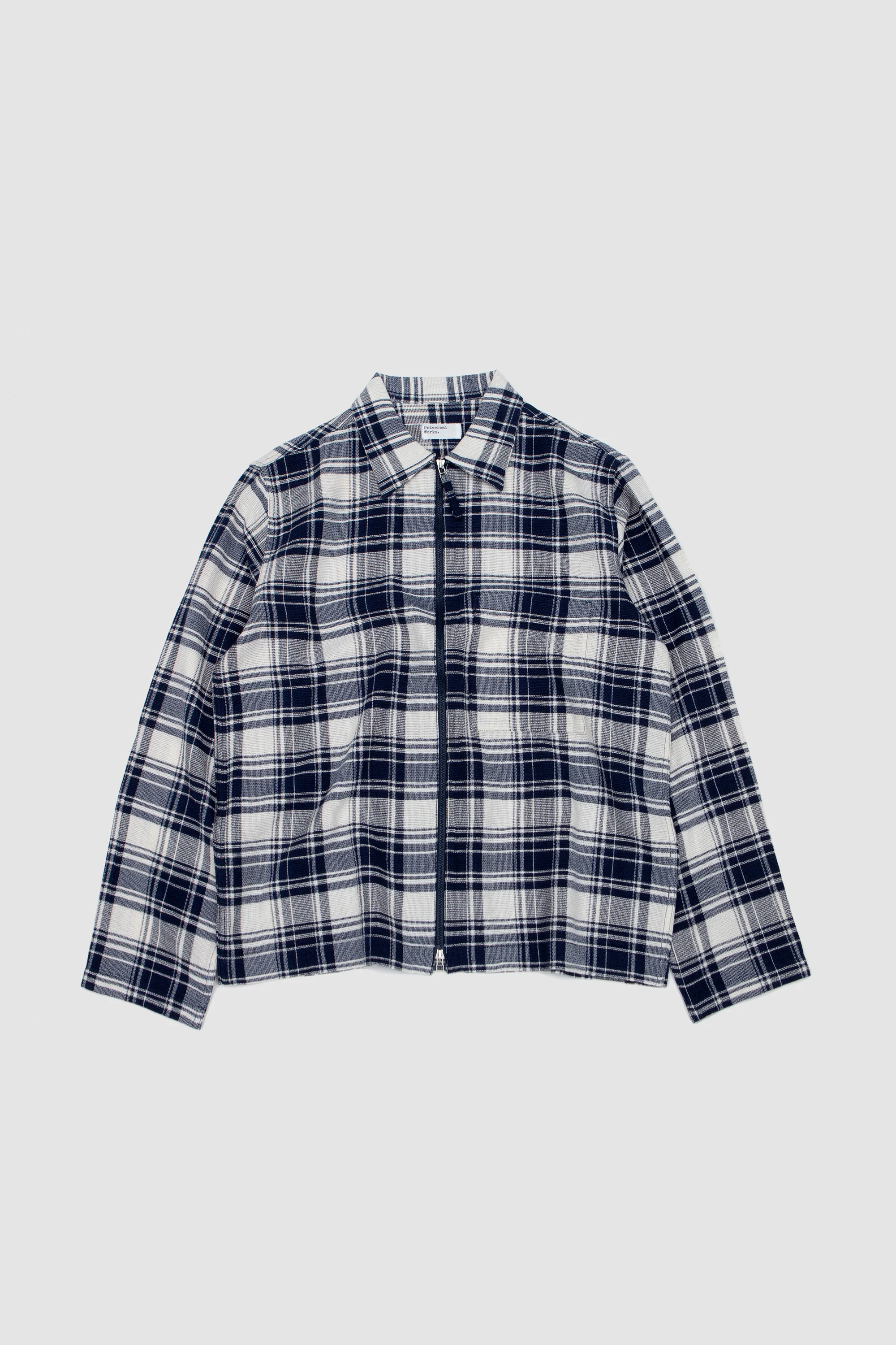 Zip Shirt Textuted Plaid Navy - Image 2
