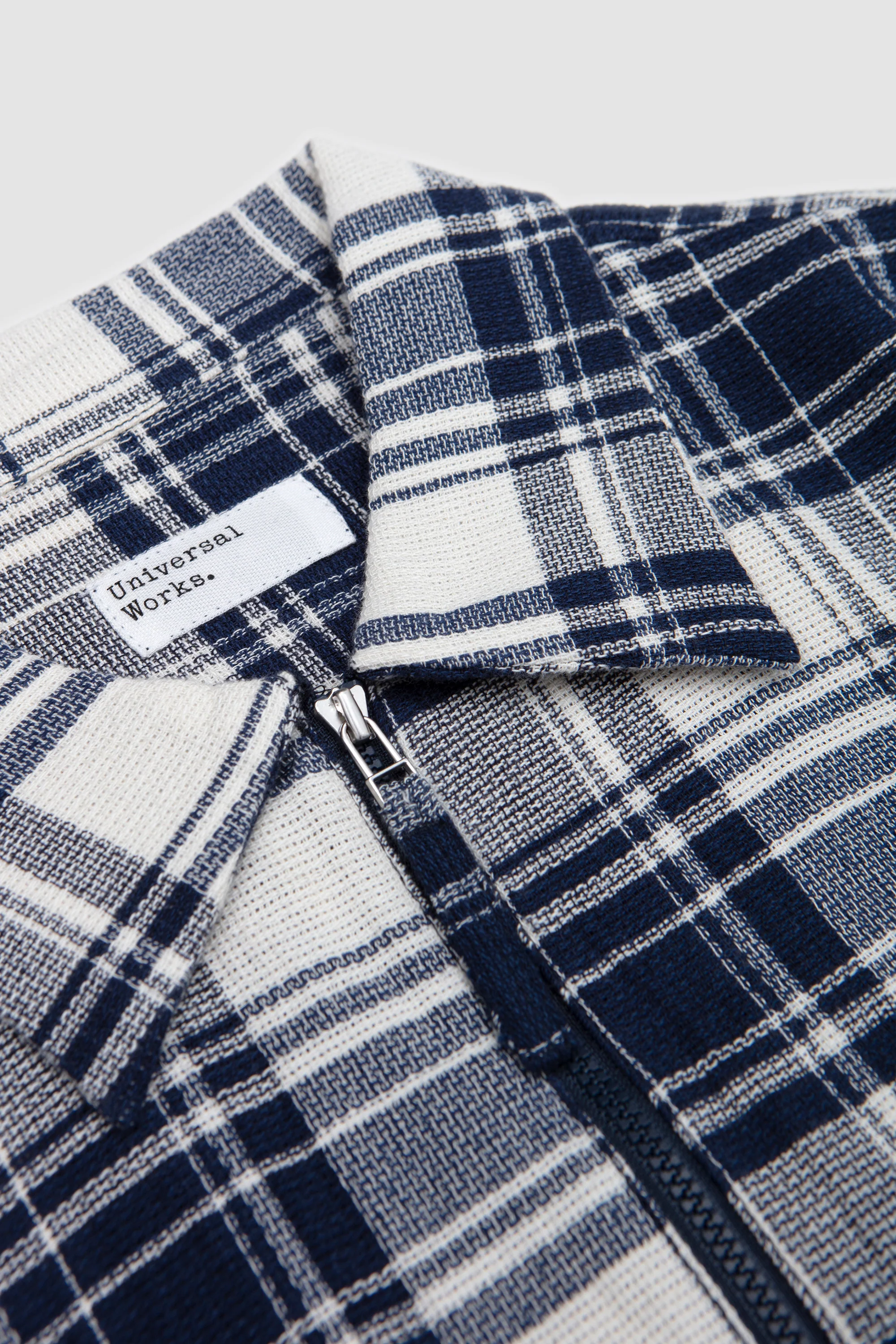 Zip Shirt Textuted Plaid Navy - Image 3