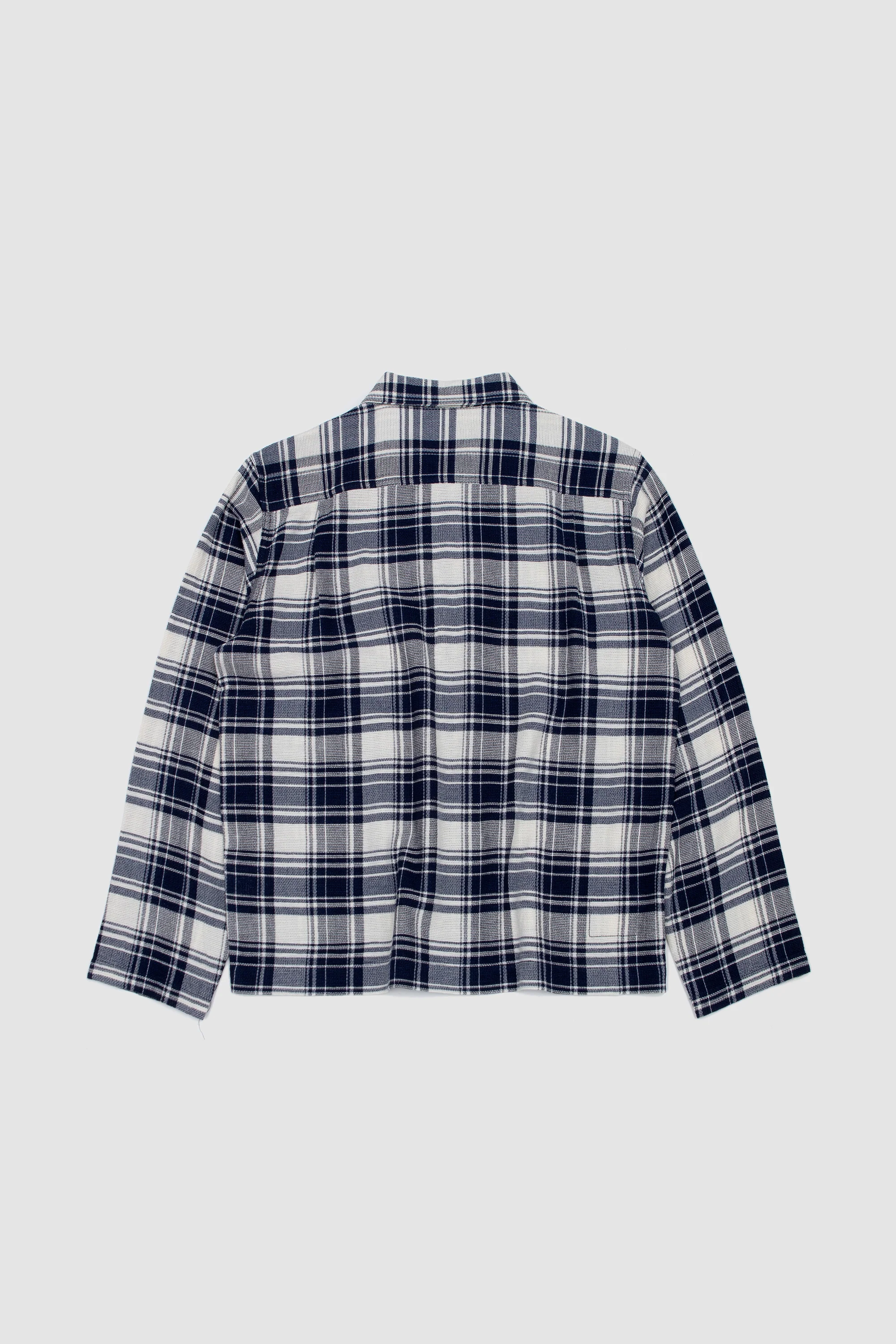 Zip Shirt Textuted Plaid Navy - Image 5